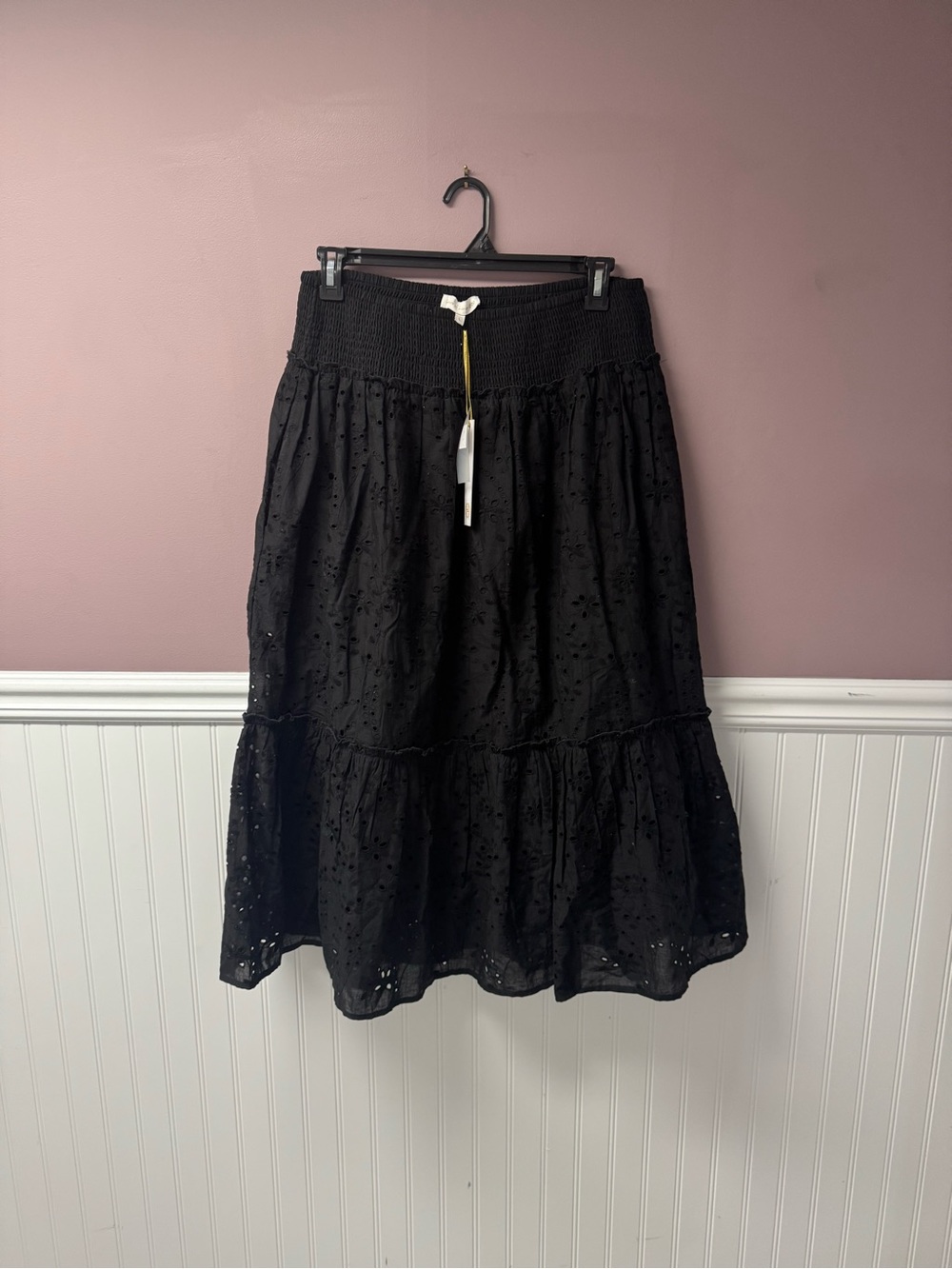 NWT House Of Harlow Black Eyelet Tiered Maxi Skirt -  Women's